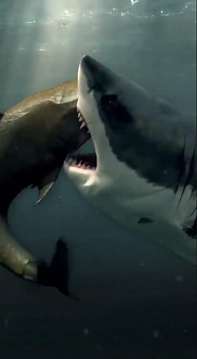 Clash of the Apex: Bull Shark's Fury vs. Great White's Power! #SharkVsShark