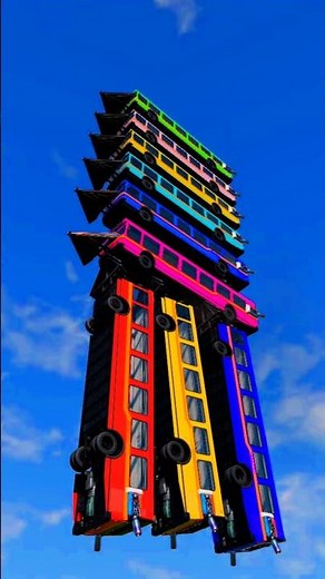 Super Mixed Rainbow Colour Cars & Buses Fall Crash BeamNG.Drive #beamng #beamngdrive #beamngshortsp