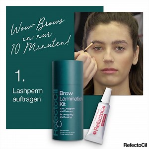 In nur wenigen Schritten gelingt die Anwendung unseres Brow Lamination Kits! 🤗 So lassen sich die Brauen eurer KundInnen semipermanent in jeder gewünschten Form fixieren – und das in nur 10 Minuten! Erhältlich bei unseren Partner-Händlern. bit.ly/brow-lamination-kit | RefectoCil