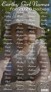 Earthy Girl Names For 2026 babies #earthy #girlnames #babylove #pregnancy #SaturdayMotivation #pregnancy #fypchallenge #babyn | Baby Names Tinytruimphs