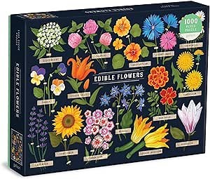 Galison Edible Flowers Puzzle, 1000 Pieces, 27” x 20” – Difficult Jigsaw Puzzle with Colorful Floral Artwork and Educational Design – Thick, Sturdy Pieces, Challenging Family Activity