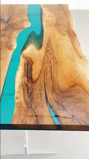 Handcrafted Black Walnut Live Edge Table with Blue Resin 🌊 | Stunning Resin Wood Furniture