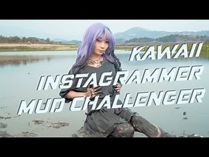 Wetlook Kawaii Harajuku Girl Ruins Sporty Dress & Buffalo Sneakers in Mud Challenge| Muddy Girl