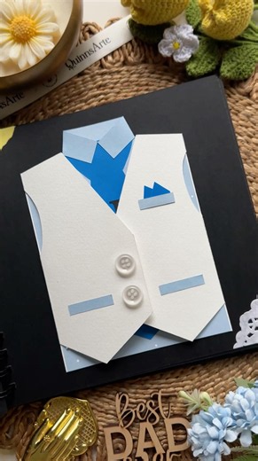Step by step tutorial of Fathers Day Scrapbook series 15/30 🩵✨ Subscribe for more