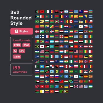 World Flags Cliparts: 199 Country Flags SVG PNG AI EPS CDR