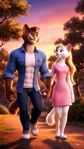 Romantic Cat Couple 🐾💖 | Cute 3D Cat Characters Walking Together