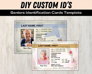 Senior ID Card Template: Customizable Identification (canva) - Etsy