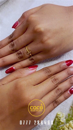 Red Nail Art Design by COCO Nails Studio 💅✨ #Shorts #nails #diynails