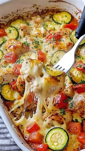 Creamy Chicken and Zucchini Bake #mediterranean