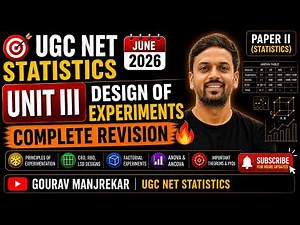 UGC NET Statistics 2026 | Unit III Design of Experiments | Complete Revision 🔥