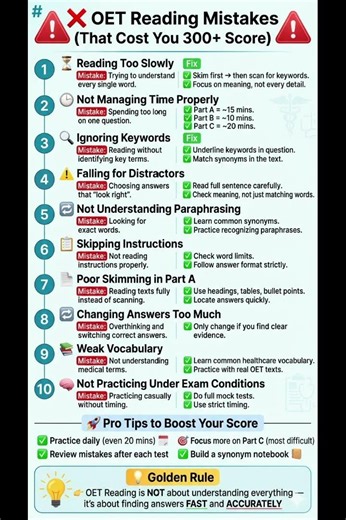 ⚠️ OET Reading Mistakes That Are Killing Your Score (Avoid NOW!) #nursingstudents #studysmart