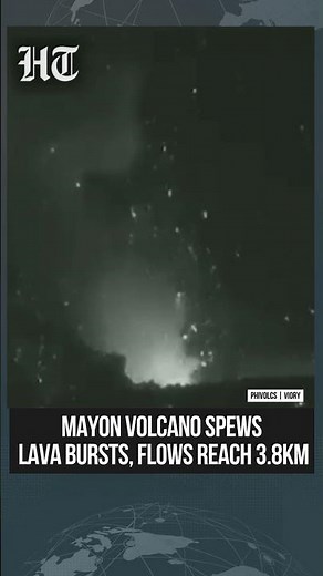 Mayon Volcano Spews Lava Bursts And 800-Metre Ash Plume In The Philippines |#shorts