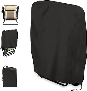 Outdoor Folding Chair Covers, 420D Oxford Cloth Zero Gravity Chair Covers Waterproof and UV Resistant(32.3'' x 36.7'x 8.3')-Black