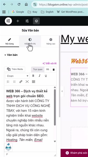 Soạn thảo Editor Widget - Học nhanh Elementor thiết kế website WordPress cơ bản