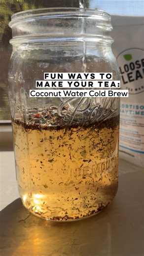 Organic Loose Leaf Teas on Instagram: "Here's the recipe ↓ 1. Add 1 tsp loose leaf tea per cup of coconut water to a jar. 2. Seal and refrigerate for 24 hours. 3. Strain and drink cold. Bonus: You get extra electrolytes, no added sugar needed. Enjoy! 🍵 #recipe #tealover #looseleaftea #coldbrew #coconutwater"