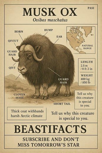 Vintage Musk Ox Infographic #MuskOx #Wildlife #Animal #Nature #Arctic