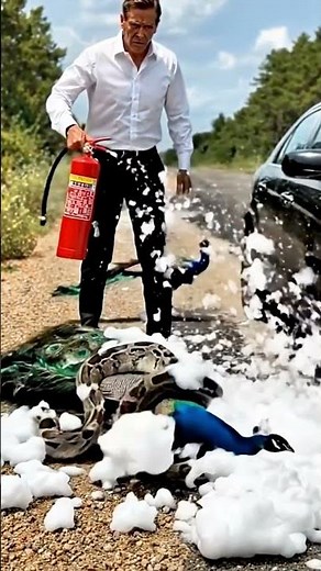 Man Wrestles Giant Python With Bare Hands to Save Trapped Peacock #shorts #wildliferescue