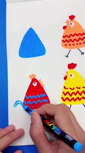 Simple drawing of a chicken. Today we use triangles to draw a simple drawing of a chicken. It wi