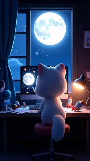 White Cat Builds a Rocket & Flies to Space 🌙🚀Cute Astronaut Cat Cartoon for Kids #animation #cartoon