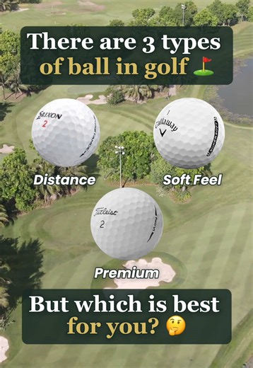 There are 3 types of ball in golf, but which is best for you? First is the distance ball. Distance balls are built with one goal in mind: to go as far as possible. They’re usually two-piece balls designed to reduce spin off the tee, so your drives fly straighter and go farther. They’re also the most affordable type of ball which is ideal if you’re still losing a few off the tee and let’s be honest, that’s most of us But here’s the trade-off: You’ll lose feel and spin around the greens. That mean