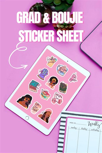 Stickers for Grad Students, Cute College Student Stickers, Digital Stickers, Planner Stickers, Cute Stickers, PNG Stickers - Etsy