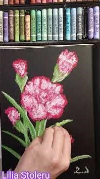 Beautiful carnation flowers for you! My oil pastel painting! Part 2! #painting #art