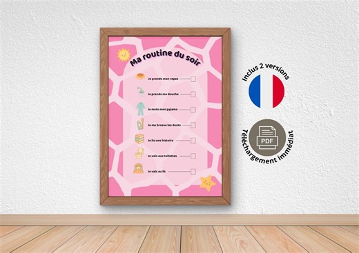 Pink Giraffe Girly Bedtime Routine for Children | Sleep Ritual | Montessori Visual Aid | Calm and Independence - Etsy