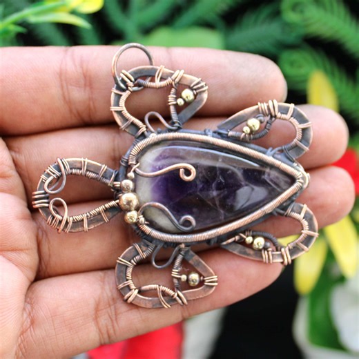 Turtle Wire Wrapped Pendant Sage Amethyst Pendant Copper Wire Wrap Jewelry Gemstone Pendant Copper Turtle Pendant Jewellery Handmade Pendant - Etsy