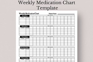 Weekly Medication Chart Template, Printable Medication Log (PDF) - Etsy UK