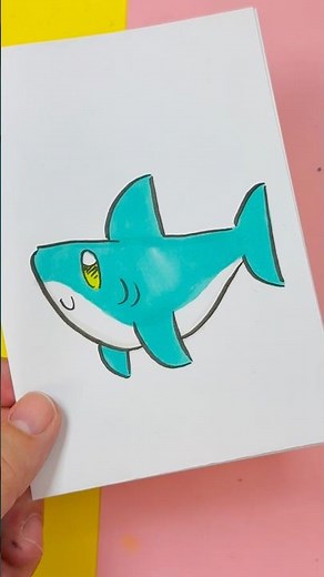 How to draw a kawaii shark step by step