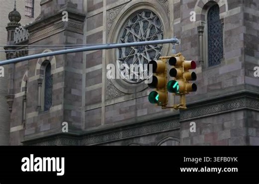 New York Central Synagogue old historic building 1872, Lexington avenue, United States of America. Jewish congregation in Manhattan. Judaism religion landmark. Star of David geometry ornament. Window.