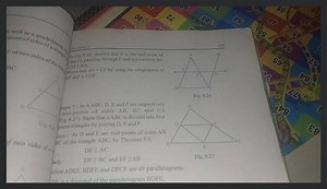 In Fig 8.26, observe that E is the mid-point of line / is passs... | Filo