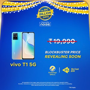 It's time to #GetSetTurbo. Presenting the all new vivo T1 5G with Snapdragon 695 5G processor and 8.25mm Slim Design. Grab at unbelievable prices in the Flipkart Big Billion Days. Stay Tuned ! | Flipkart