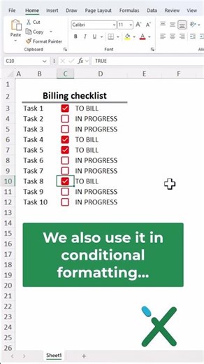 🇺🇸 EXCEL TRICKS: ✅❎ The brand-new checkbox, part 2 #shorts
