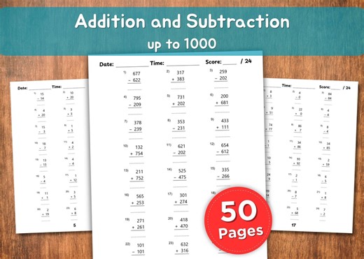 50 Printable Math Practice Pages With Answer Key