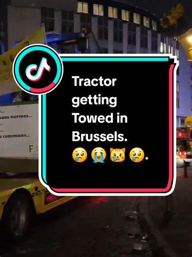 Police Towed Tractors in Brussels Protest