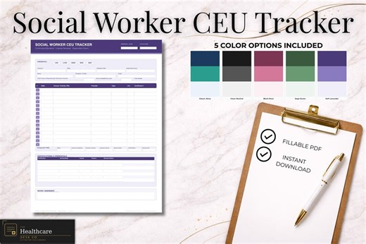 Social Worker CEU Tracker Bundle | Social Work Ce Log | License Renewal CE Credit Tracker | LCSW Lmsw Professional Development - Etsy