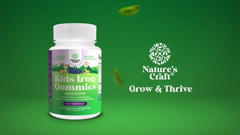 Kids Iron Gummies - Blood Builder Iron Supplements for Kids with Gentle for Stronger Immunity & Energy - Vitamin B12, Folate & Vitamin C Gummies - Vegan GMO & Gluten Free for Toddlers - 60 Count