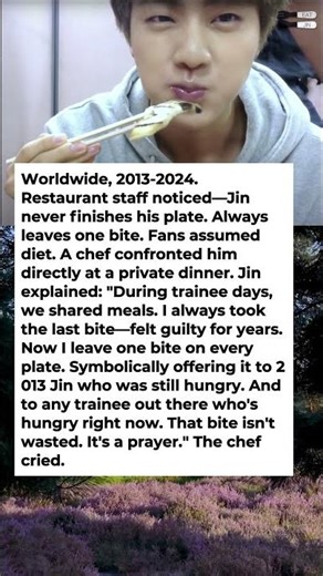 Why BTS Jin Leaves One Bite of Food on Every Plate Has a Meaning That Destroyed Chefs