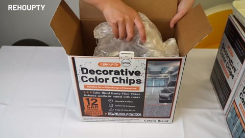 Blend Decorative Color Chips, 3-5MM Epoxy Floor Flakes Chips - Stone Carpet Epoxy Flooring Paint Chips for Garage Floors Walls Interior & Exterior House Painting (Black, White, Gray, 12.4lbs)