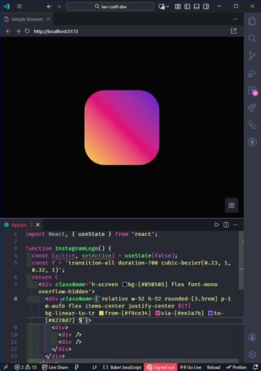 30 Days of Code - Day 17: Instagram logo with React #codingchallenge #coding #javascript #reactjs