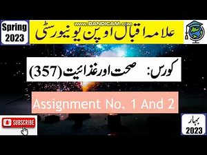 ⏩AIOU Code 357 Solved Assignment No. 1 & 2 Spring 2023 |Subject: Health & Nutrition |Level: FA/I.Com