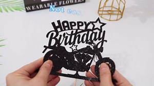 Happy Birthday Cake Topper Black Flash Motorcycle Party Decoration Birthday Party Cake Decoration