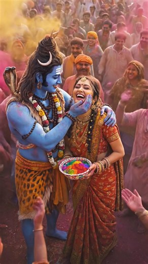 भोलेनाथ और माता पार्वती की होली 🔱🌸 | Kailash Par Holi Celebration | #Shorts #holi #bhakti