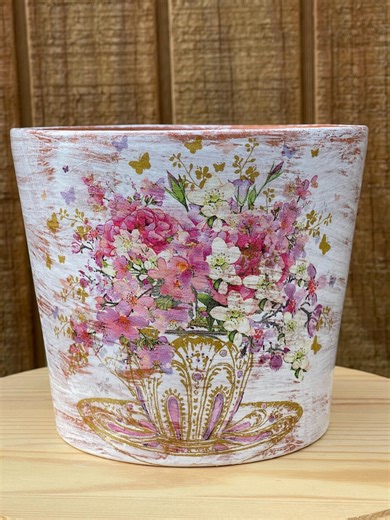Hand Painted Floral Teacup Planter: Decoupaged Terra Cotta Pot - Etsy