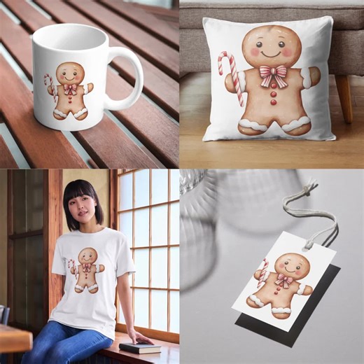 Gingerbread Man Clipart | SINGLE IMAGE | Cute Christmas Gingerbread Cookie, Santa Card Crafting, Xmas Candy Cane Sweets PNG, Winter Holiday - Etsy