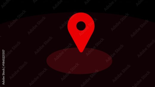 Localization mark red black minimal radar pulse map pin icon 4K video