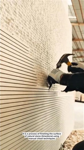 Traditional Limestone Surface Knocking | Hand Chiseling Natural Stone Finish