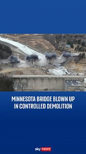 Crews in Minnesota used explosives to demolish a bridge that has been closed for months. #minnesota #demolition #SkyNews | Sky News
