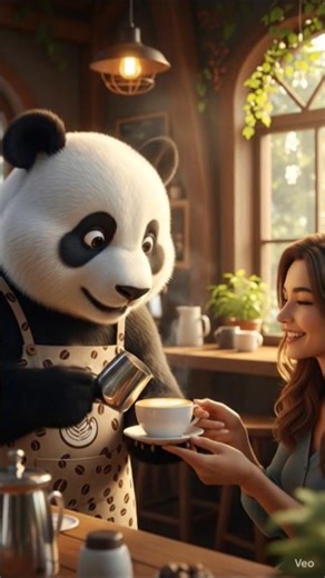 cute panda 🐼 sell coffee ☕ in forest #trending #shorts